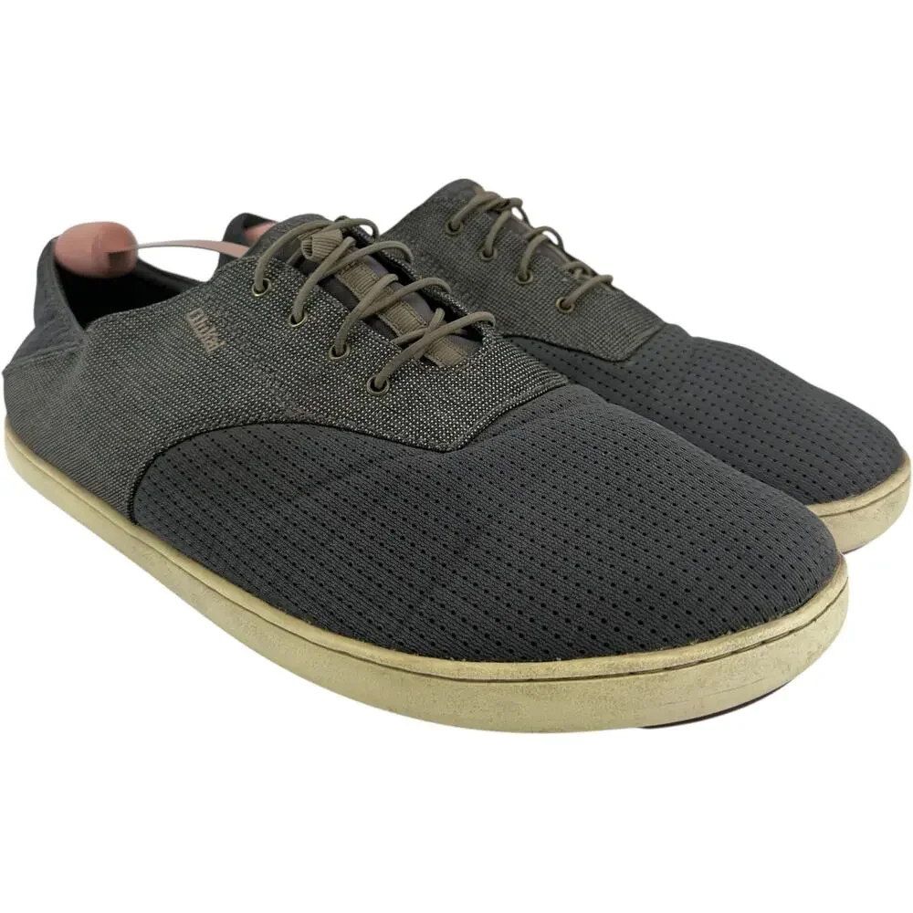 OluKai Nohea Moku No Tie Boat Shoes Slip On Flat Quick Dry Gray 12